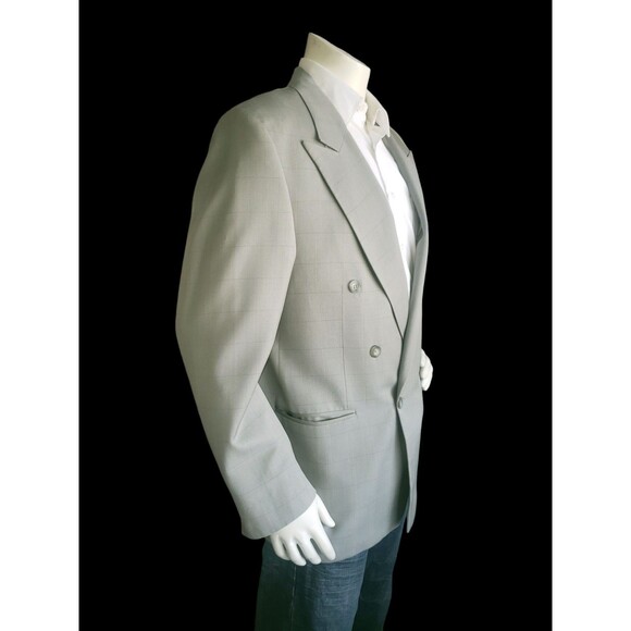 Holland & Sherry Savile Row Bespoke Blazer Mens 42R Windowpane Double Breasted - Picture 4 of 14